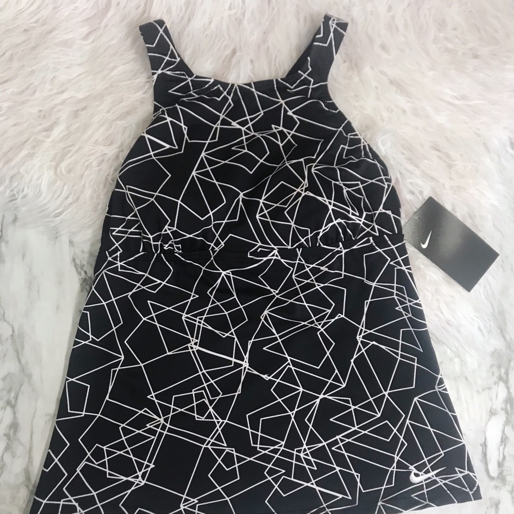 NIKE Swimming Top Black White Racerback Tankini
